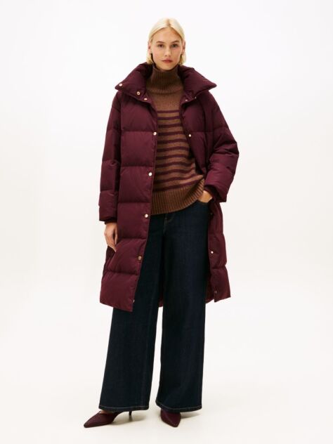 Red Crest Embroidery Down Puffer Coat  Women