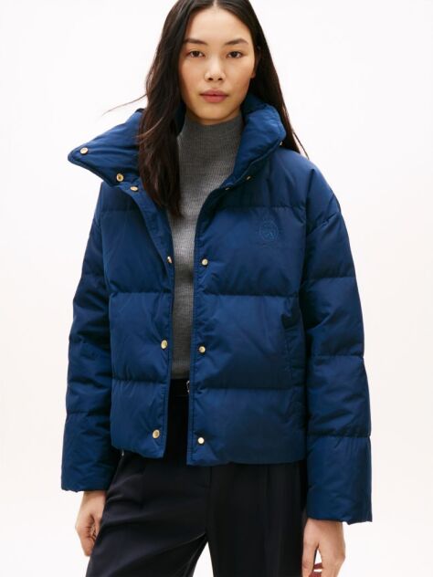 Blue Crest Embroidery Down Puffer Jacket  Women