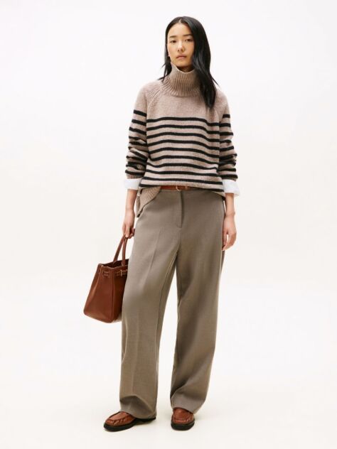 Brown Relaxed Straight Leg Trousers  Women