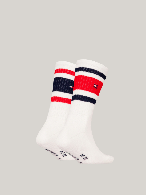White Tommy Hilfiger Socks With Sport Striped Design 2 Pack  Kids Unisex