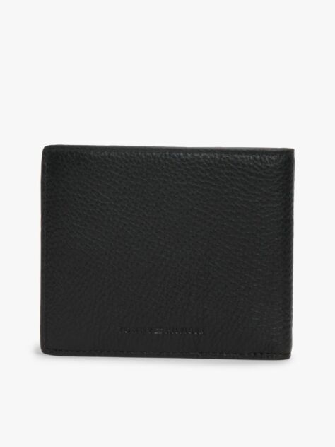 Black Signature Plaque Leather Bifold Wallet  Men
