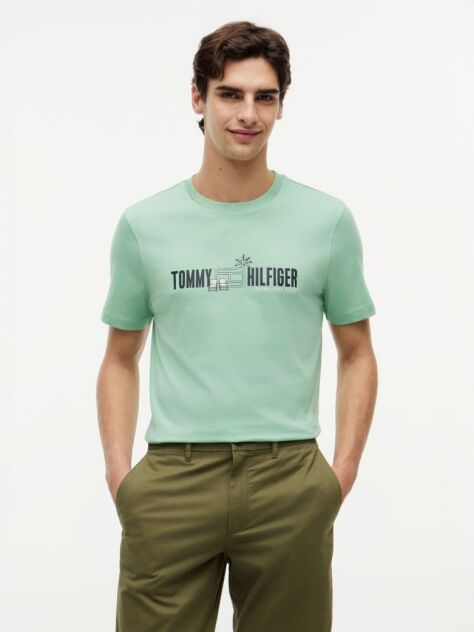 Verde T-Shirt Din Jerseu Cu Logo Graphic  Barbati