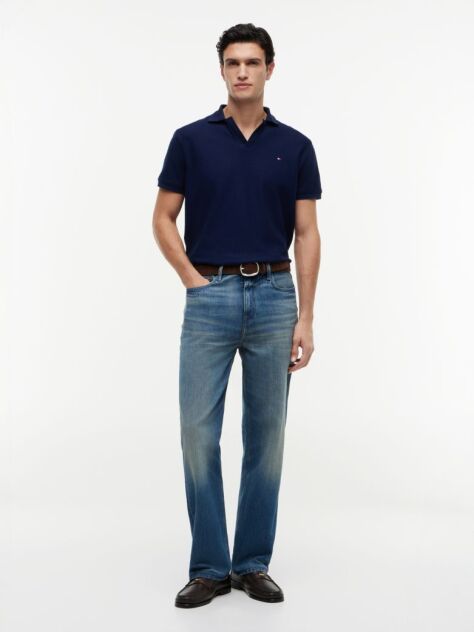 Blue Polo Jacquard Cu Croiala Regular  Barbati