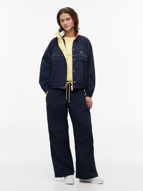 Blue Pantaloni Parachute Cu Talie Joasa  Femei