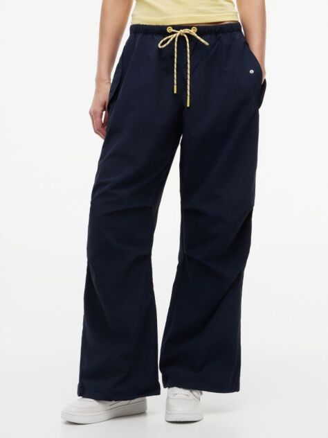 Blue Pantaloni Parachute Cu Talie Joasa  Femei