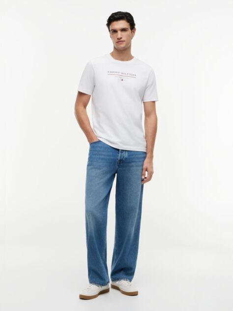 Alb T-Shirt Din Jerseu  Barbati