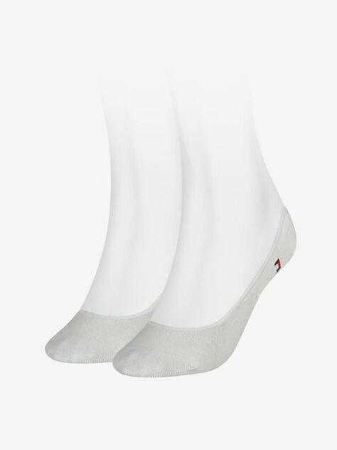 White Tommy Hilfiger Women's Invisible Footie Socks 2 pack  Women