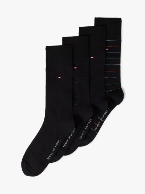 Negru 4-Pack Sosete Brodate Cu Steaguri In Cutie De Cadou  Barbati