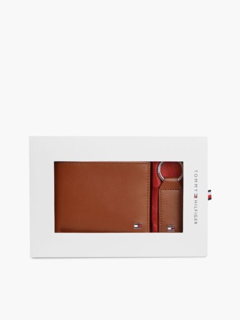 Brown Leather Wallet and Key Fob Gift Set  Men