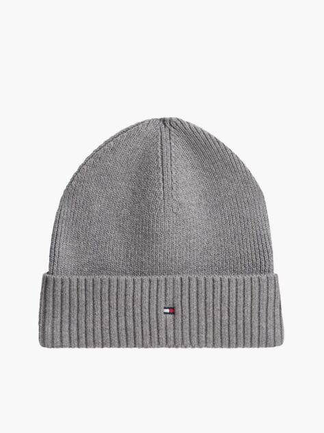 Grey Hilfiger Flag Beanie with Cashmere  Men