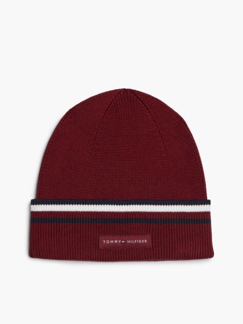 Red Corporate Signature Tape Beanie  Men