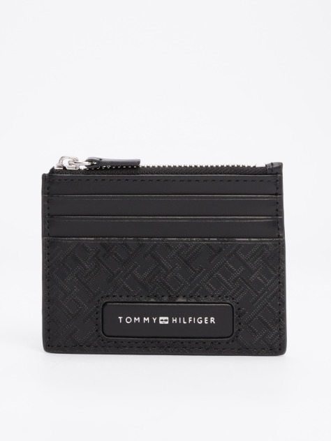 Negru Portcard Din Piele TH Monogram  Barbati