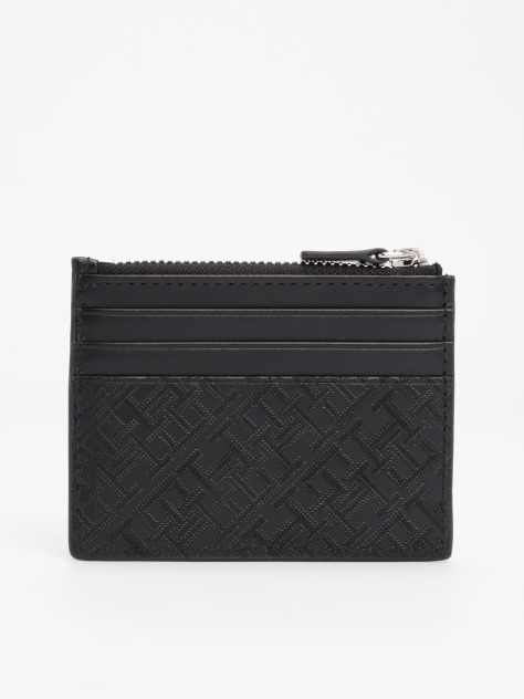 Negru Portcard Din Piele TH Monogram  Barbati