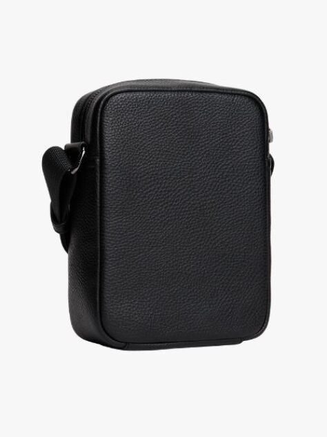 Negru Geanta Crossbody Reporter Cu Logo Metalic  Barbati