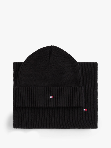 Negru Set Cadou Cu Caciula Si Esarfa Cu Hilfiger Flag  Barbati