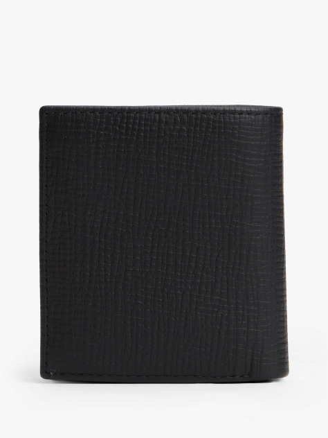 Black Hilfiger Flag Leather Trifold Wallet  Men
