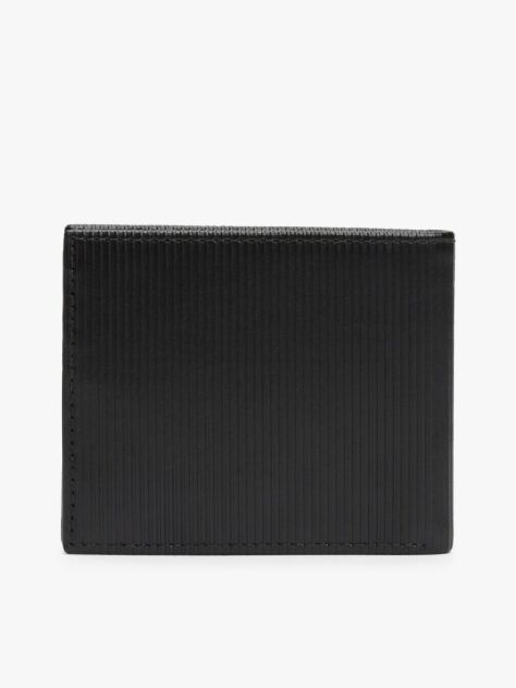 Negru Portofel Din Piele Cu Doua Compartimente Si Logo Hilfiger  Barbati