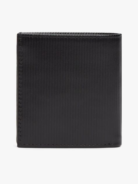 Negru Hilfiger Flag Portofel Din Piele Ribbed Si Trei Compartimente   Barbati