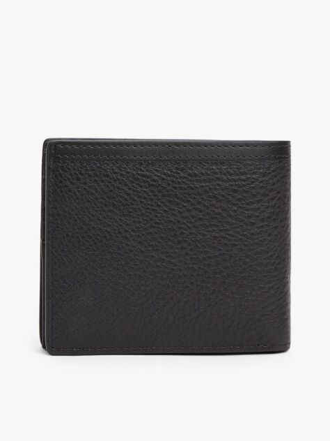 Negru Corporate Portofel Din Piele Cu Clapa Si Logo  Barbati