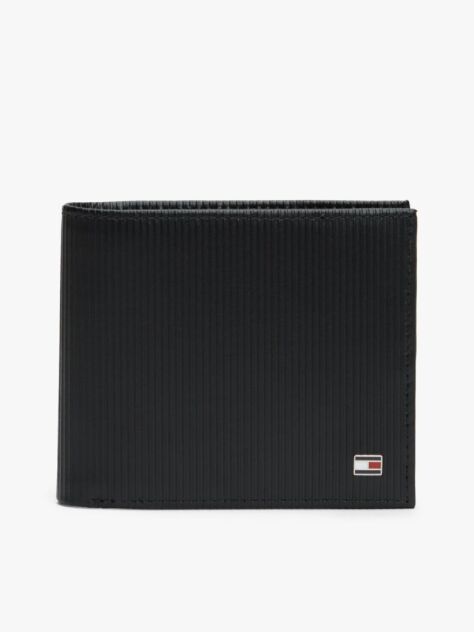 Negru Hilfiger Flag Portofel Din Piele Ribbed Cu Doua Compartimente  Barbati