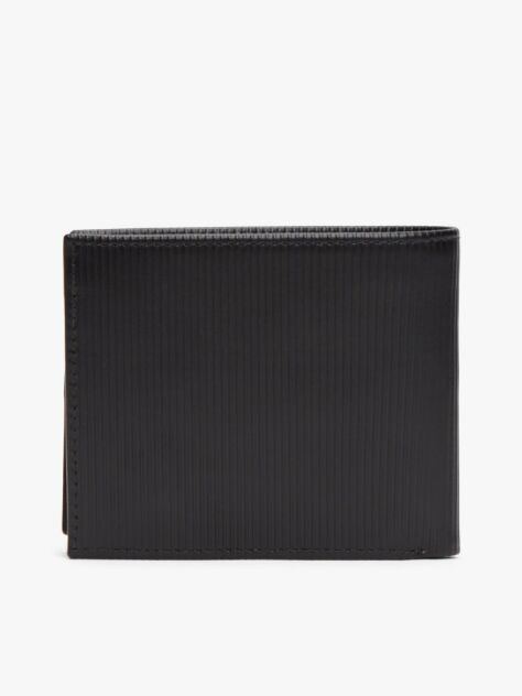 Negru Hilfiger Flag Portofel Din Piele Ribbed Cu Clapa  Barbati