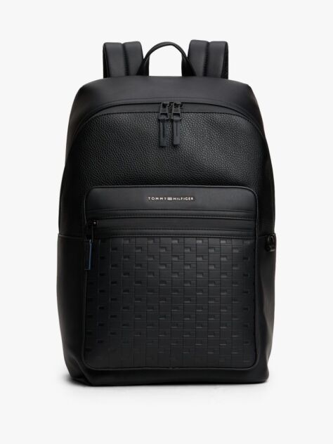 Negru Rucsac Modern Cu Textura Mixta Si Imprimeu Repetitiv  Barbati