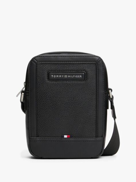 Negru Geanta Crossbody Pebble Grain Cu Logo  Barbati