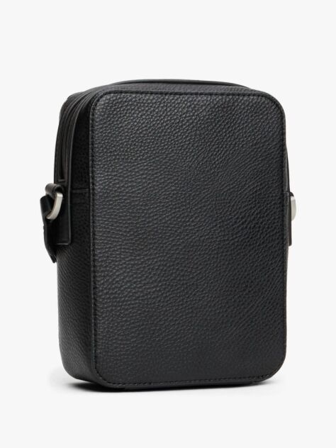 Negru Geanta Crossbody Pebble Grain Cu Logo  Barbati