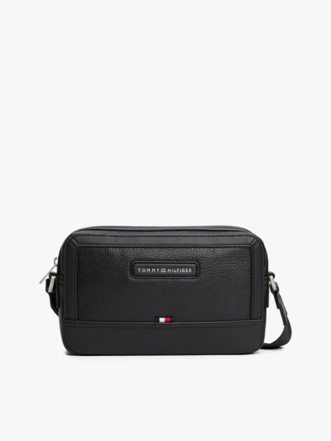 Negru Geanta Crossbody Pebble Grain Cu Logo  Barbati