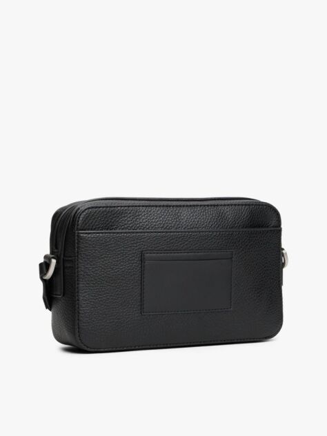 Negru Geanta Crossbody Pebble Grain Cu Logo  Barbati