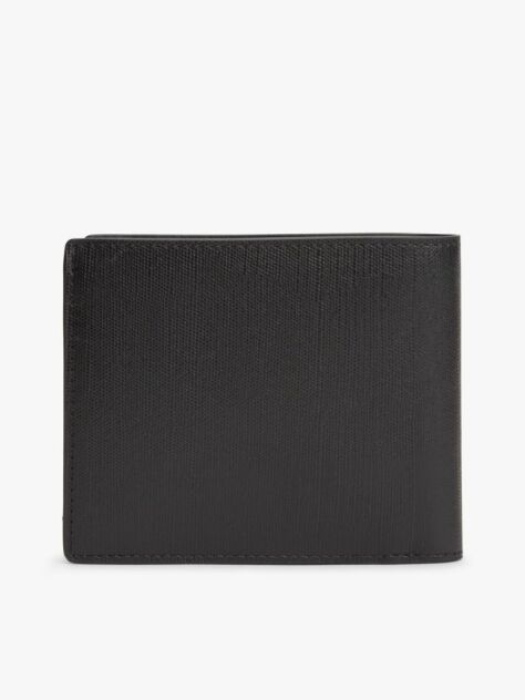 Black Leather Caviar Grain Bifold Wallet  Men