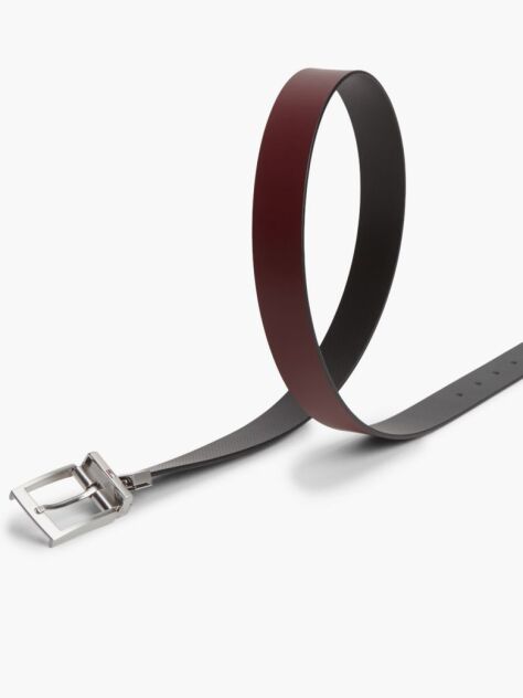 Negru Curea Din Piele Reversibila Cu Catarama Patrata  Barbati