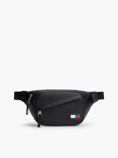 Black Essential Rubberised Logo Bum Bag  Men