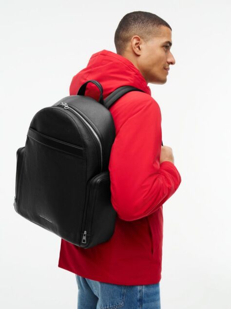 Negru Rucsac TH Business Dome Din Piele  Barbati