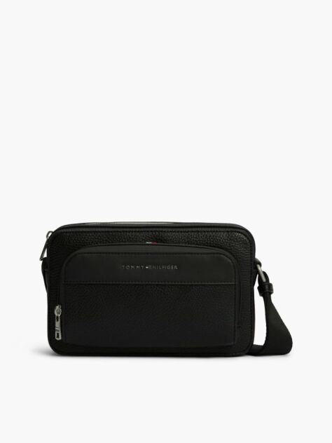 Negru Geanta Crossbody Reporter Cu Logo Metalic  Barbati