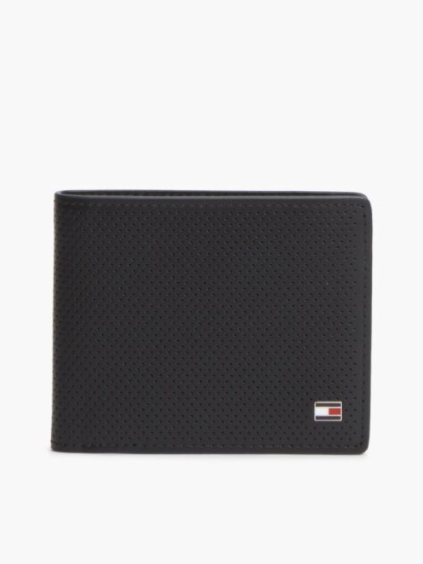 Negru Portofel Perforat Bifold Din Piele  Barbati
