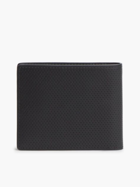 Negru Portofel Perforat Bifold Din Piele  Barbati
