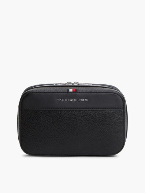 Negru Trusa De Toaleta Cu Model Pebble Grain Si Logo Metalic   Barbati