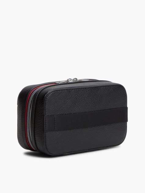 Negru Trusa De Toaleta Cu Model Pebble Grain Si Logo Metalic   Barbati