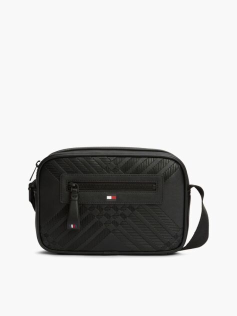 Negru Geanta Crossbody Camera Corporate Cu Steag  Barbati