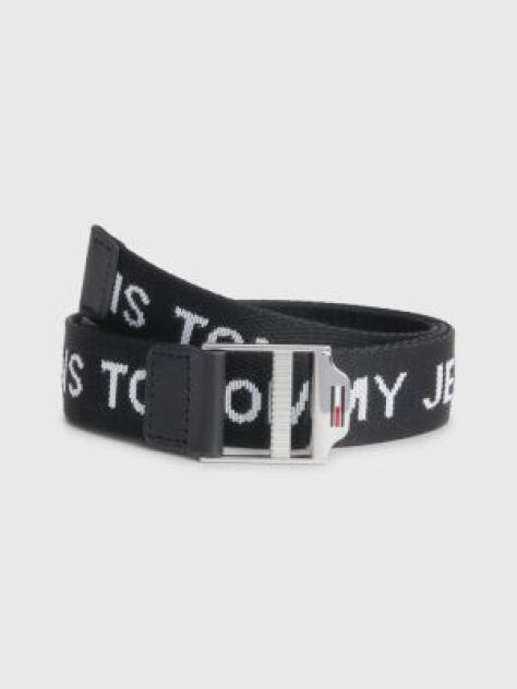 Black Essential Logo Webbing Belt  Women