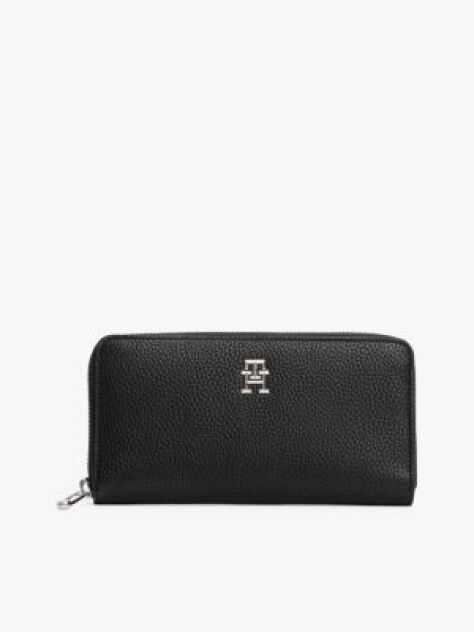 Black Th Emblem Large Zip-Around Wallet  Women