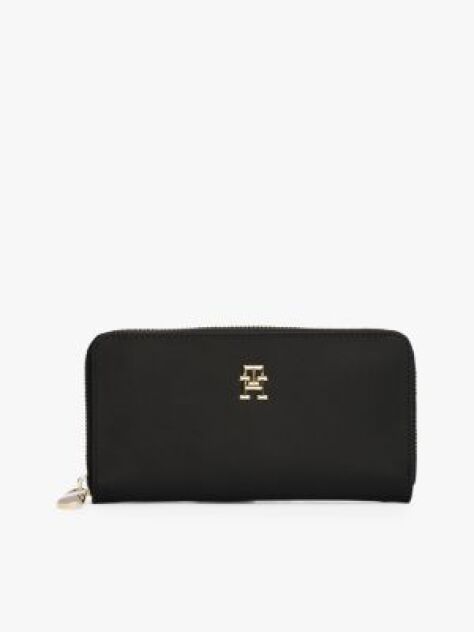 Black Large Textured Monogram Wallet  Women