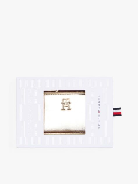 Gold TH Monogram Slim Metallic Wallet  Women