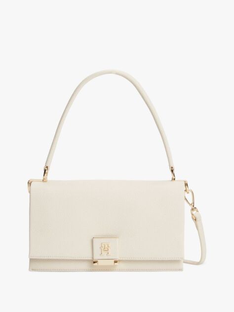 Bej Geanta Crossbody Cu Clapeta Si Monograma Th  Femei