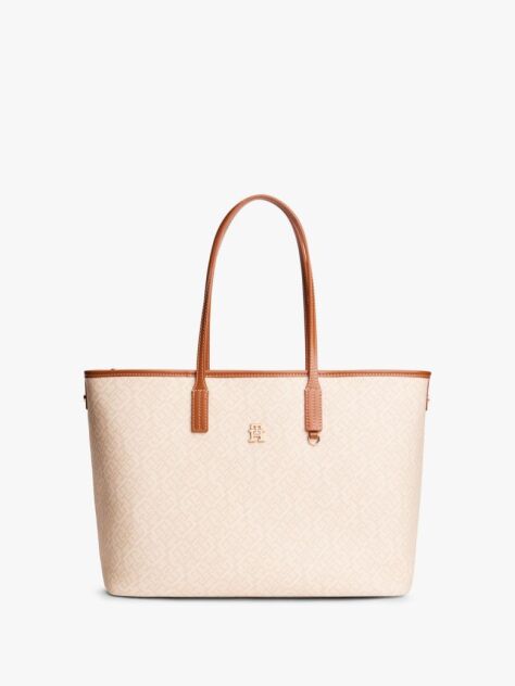 Beige TH Monoplay Tote Bag With Leather  Women