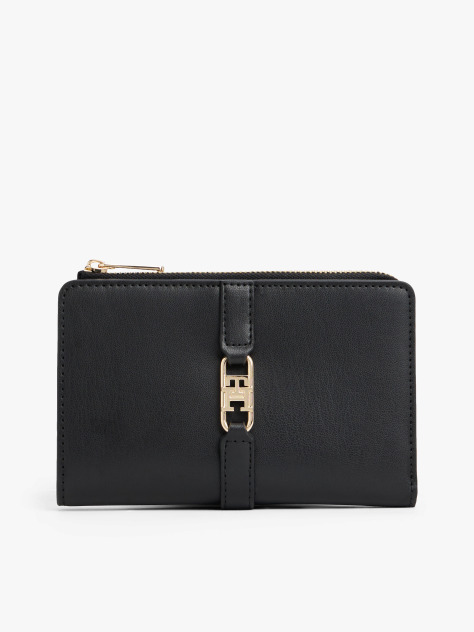 Negru Portofel Bifold Cu Monograma TH  Femei
