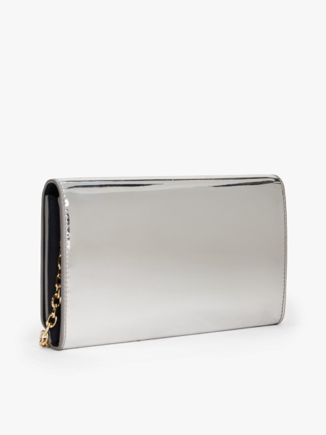 Argintiu Clutch Hilfiger Icon Cu Bareta Lant Metalic  Femei