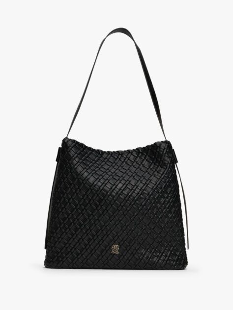 Black TH Monogram Braided Hobo Bag  Women