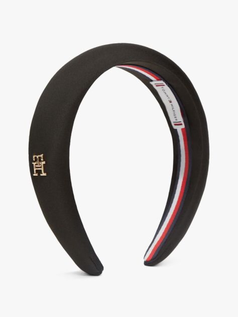 Negru Chic TH Monogram Banda Pentru Par Satin   Femei